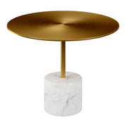 17" White And Gold Steel Round Coffee Table