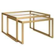 Set Of Two 30" Gold Glass Nested Coffee Tables