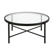 36" Black and Glass Round Coffee Table