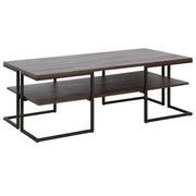 45" Black and Brown Rectangular Coffee Table With Shelf