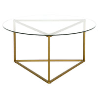 35" Gold and Glass Round Coffee Table