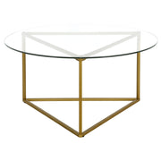 35" Gold and Glass Round Coffee Table