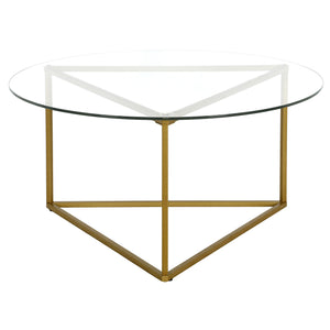 35" Gold and Glass Round Coffee Table