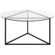 35" Black and Glass Round Coffee Table