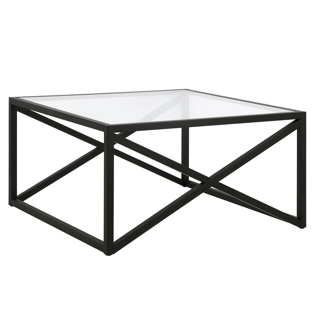 32" Black Glass Square Coffee Table