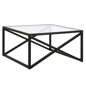 32" Black Glass Square Coffee Table