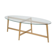 50" Gold Glass Oval Coffee Table