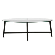 50" Black And Clear Glass Oval Coffee Table