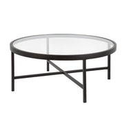 36" Black Glass Round Coffee Table