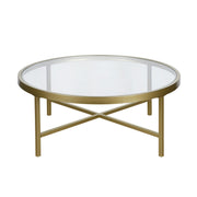 36" Gold Glass Round Coffee Table