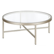 36" Silver Glass Round Coffee Table