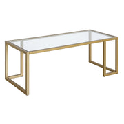 45" Gold Glass Rectangular Coffee Table