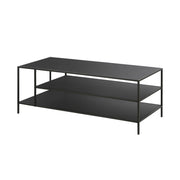 46" Black Steel Rectangular Coffee Table With Two Shelves