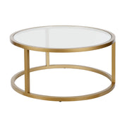 35" Gold Glass Round Coffee Table