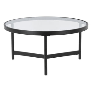 32" Black Glass Round Coffee Table