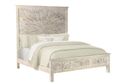 Solid Wood King White Sunburst Bed