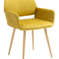 Yellow Upholstered Velvet Open Back Dining Chair