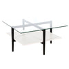 32" Black And White Glass Square Coffee Table With Shelf