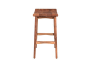 26" Brown Solid Acacia Wood Backless Counter Height Bar Stool With Footrest