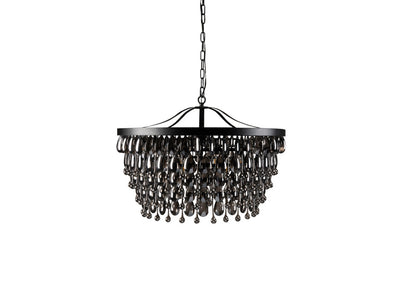 Chandelier Seven Light Iron And Glass Dimmable Semi-Flush Ceiling Light