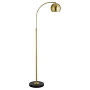 67" Black Arched Floor Lamp With Brass Bowl Shade