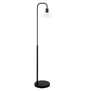 62" Black Arched Floor Lamp With Clear Transparent Glass Cone Shade