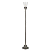 71" Steel Torchiere Floor Lamp With Clear Seeded Glass Cone Shade
