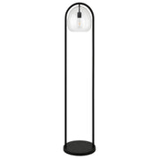 65" Black Column Floor Lamp With Clear Seeded Glass Globe Shade