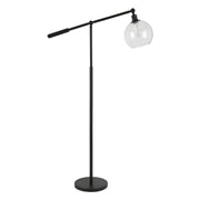 61" Black Reading Floor Lamp With Clear Seeded Glass Globe Shade
