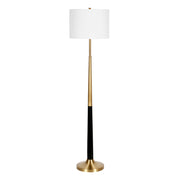 60" Black Traditional Shaped Floor Lamp With White Frosted Glass Drum Shade