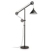 70" Black Reading Floor Lamp With Black Cone Shade