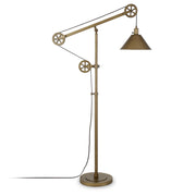 70" Brass Reading Floor Lamp With Gold Cone Shade