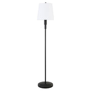 60" Black Traditional Shaped Floor Lamp With White Frosted Glass Drum Shade