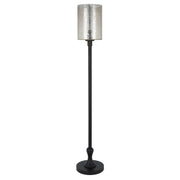 68" Black Torchiere Floor Lamp With Clear Transparent Glass Drum Shade