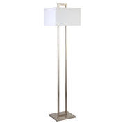 68" Nickel Traditional Shaped Floor Lamp With White Frosted Glass Rectangular Shade