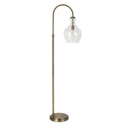 70" Brass Arched Floor Lamp With Clear Seeded Glass Dome Shade