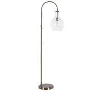 70" Nickel Arched Floor Lamp With Clear Seeded Glass Dome Shade