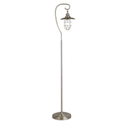 63" Nickel Arched Floor Lamp With Clear Transparent Glass Globe Shade