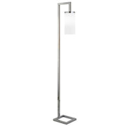 67" Nickel Reading Floor Lamp With White Frosted Glass Drum Shade