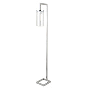 67" Nickel Reading Floor Lamp With Clear Transparent Glass Drum Shade