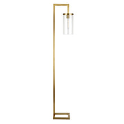 67" Brass Reading Floor Lamp With Clear Transparent Glass Drum Shade