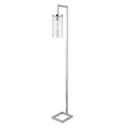 67" Nickel Reading Floor Lamp With Clear Seeded Glass Drum Shade