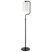 62" Black Reading Floor Lamp With White Frosted Glass Drum Shade