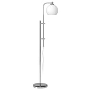 68" Nickel Adjustable Reading Floor Lamp With White Frosted Glass Globe Shade
