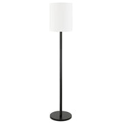 62" Black Traditional Shaped Floor Lamp With White Frosted Glass Drum Shade