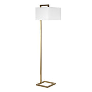 68" Brass Traditional Shaped Floor Lamp With White Frosted Glass Rectangular Shade