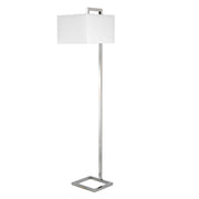 68" Nickel Traditional Shaped Floor Lamp With White Frosted Glass Rectangular Shade