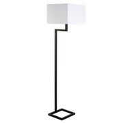 64" Black Traditional Shaped Floor Lamp With White Frosted Glass Rectangular Shade