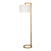 64" Brass Traditional Shaped Floor Lamp With White Frosted Glass Drum Shade