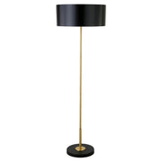 62" Black Two Light Traditional Shaped Floor Lamp With Black Drum Shade